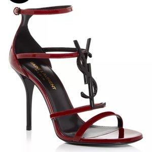 Saint Laurent Women's Cassandra Strappy High Heel Sandals red patent leather